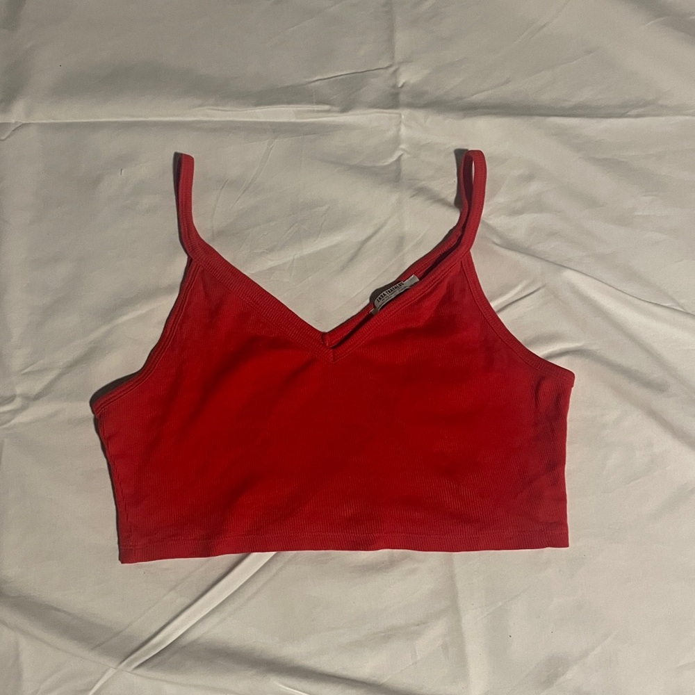 Zara Trafaluc Red V Neck Cropped Tank Top